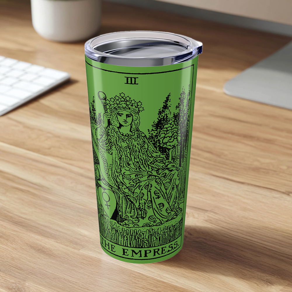 20oz Tumbler with The Empress Tarot Design - Green